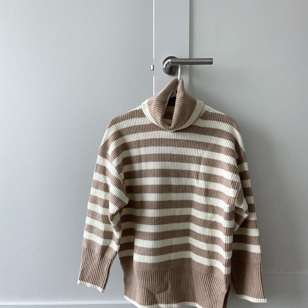 Mango Striped Turtleneck Sweater (like Toteme)